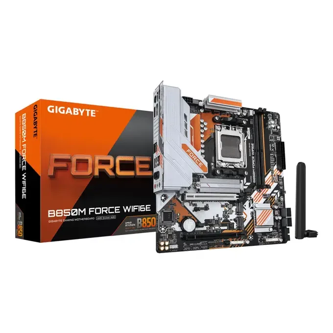 Gigabyte B850M FORCE WIFI6E AM5 B850 Micro-ATX Motherboard - DDR5, WIFI 6E, image 1 of 1