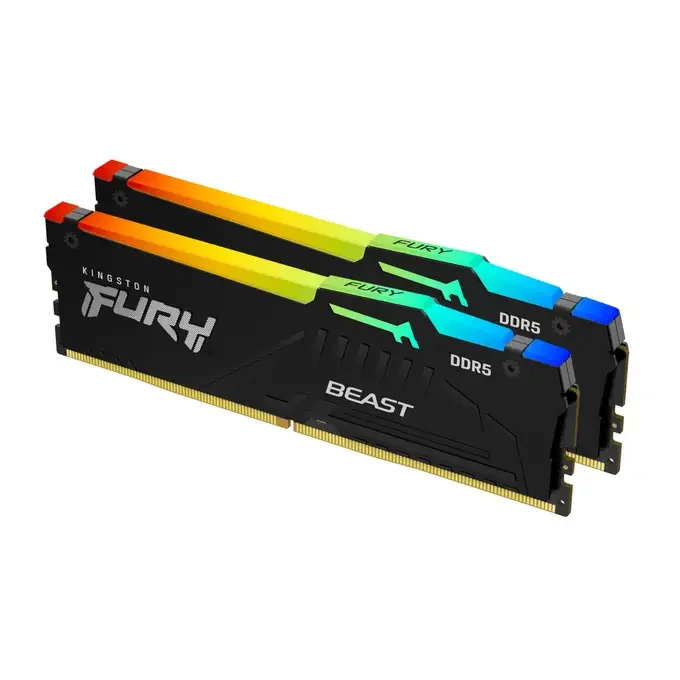 Kingston Fury Beast RGB 16GB (2x8GB) DDR5 6000MHz C36 Memory Kit - Black - KF560C36BBEAK2-16, image 1 of 1