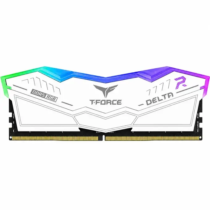 TeamGroup T-FORCE Delta RGB 32GB (2x16GB) DDR5 7200MHz CL34 Desktop Memory Kit – White – FF4D532G7200HC34ADC01, image 1 of 1
