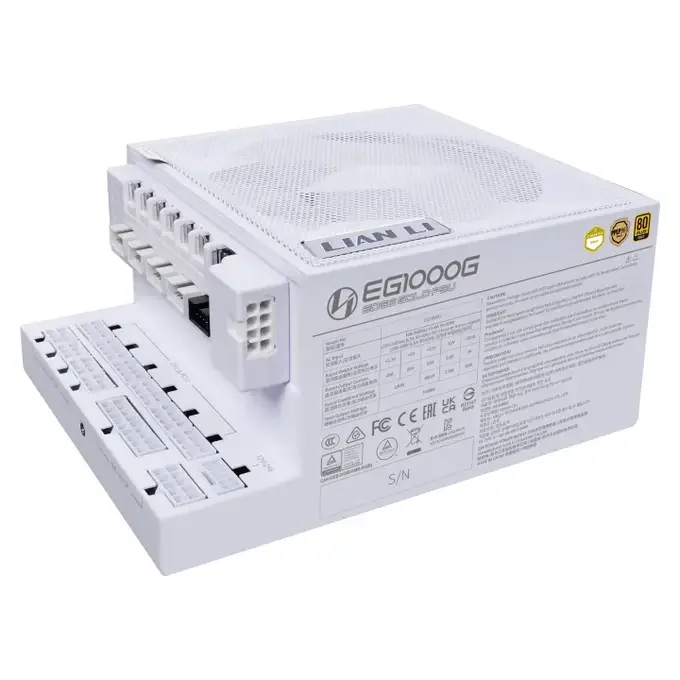 Lian Li EDGE 1000W with USB Hub ATX 3.1 PCIe 5.1 80 Plus Gold Modular Power Supply - White, image 1 of 1