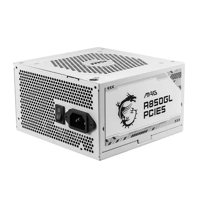 MSI MAG A850GL PCIE5 850W 80 Plus Gold Rated ATX 3.0 Fully Modular Power Supply Unit - WHITE, image 1 of 1