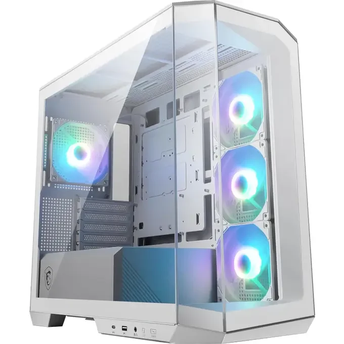 MSI MAG PANO M100R PZ Tempered Glass Micro-ATX Tower Gaming PC Case - White, image 1 of 1