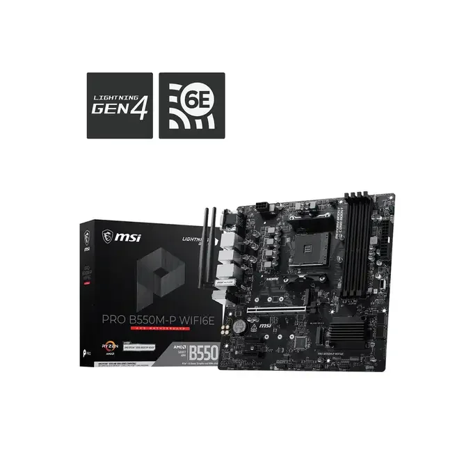 MSI PRO B550M-P WiFi 6E AMD B550 Socket AM4 DDR4 Micro ATX Motherboard - PRO B550M-P WIFI6E, image 1 of 1