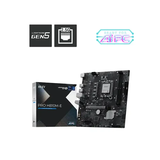 MSI PRO H810M-E Intel DDR5 Micro ATX Motherboard - LGA 1851 - PRO H810M-E, image 1 of 1