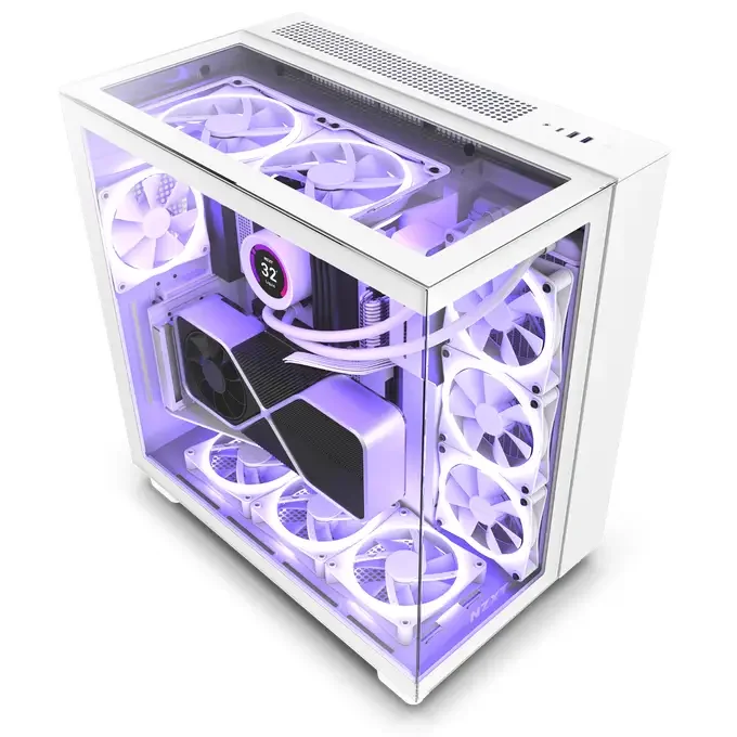 NZXT H9 Elite Dual-Chamber Tempered Glass ATX Mid-Tower Gaming PC Case - White - CM-H91EW-01, image 1 of 1