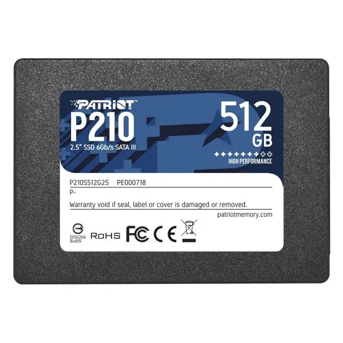 Patriot P210 SSD 512GB SATA 2.5" Internal Solid State Drive - P210S512G25, image 1 of 1
