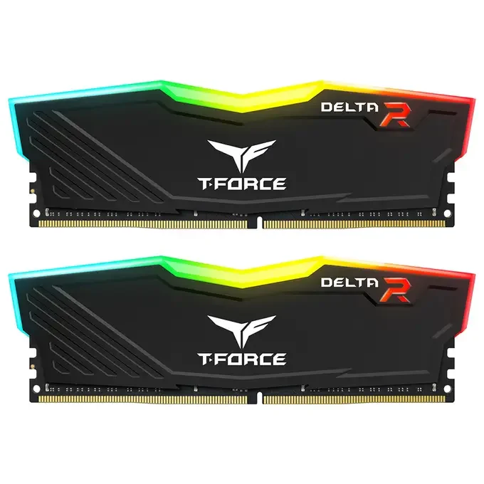 Team T-Force Delta 32GB Kit (2 x 16GB), DDR4, 3200 CL16 RGB Memory Kit - Black - TF3D432G3200HC16FDC01, image 1 of 1