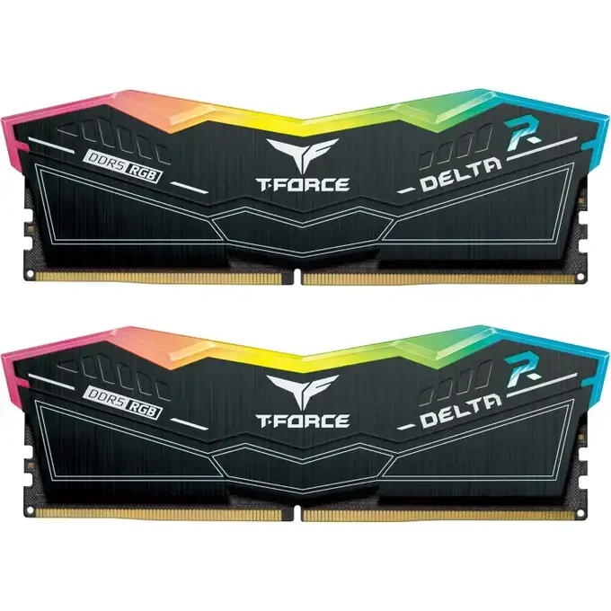 TeamGroup T-Force Delta RGB 64GB (2x32GB) 6000MHz C38 DDR5 AMD EXPO & Intel XMP 3.0 Memory Kit - Black- FF3D564G6000HC38ADC01, image 1 of 1
