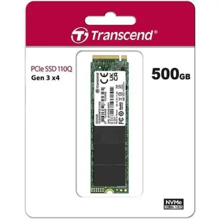 Transcend 110Q 500GB NVMe Gen 3.0 M.2 1,900 MB/s Read / 900 MB/s Write SSD, image 1 of 1