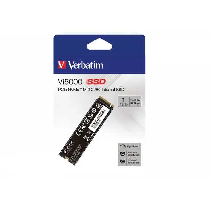 Verbatim Vi5000 1TB PCIe 4.0 NVMe SSD M.2 2280 - 31826 - Read 5000MB/s, Write 4500MB/s, image 1 of 1