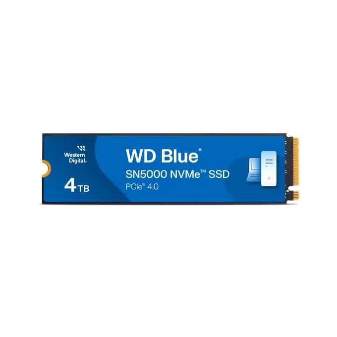 WD Blue 4TB SN5000 M.2 2280 PCIe Gen 4 NVMe SSD - 5500MB/s Read, 5000MB/s Write - WDS400T4B0E, image 1 of 1