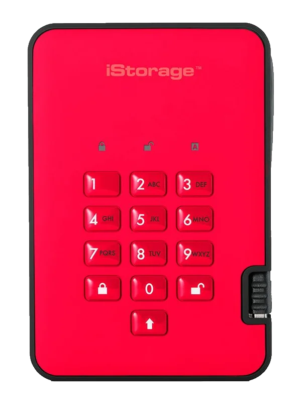 iStorage diskAshur2 SSD (128GB) External Solid State Drive (Red), image 1 of 1