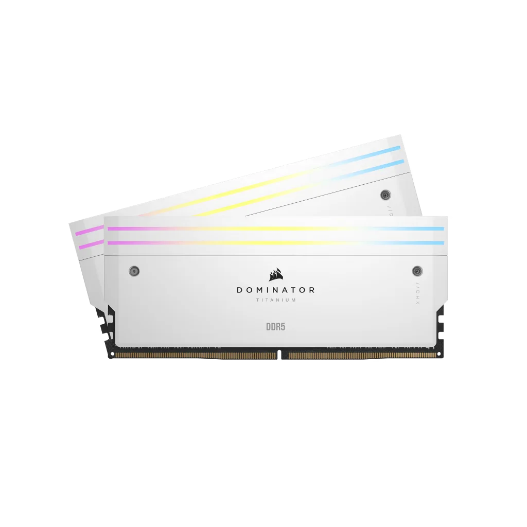 Corsair DOMINATOR TITANIUM RGB 32GB (2x16GB) DDR5 DRAM Up To 6000MT/s CL30 AMD EXPO & Intel XMP Memory Kit - White, image 1 of 8