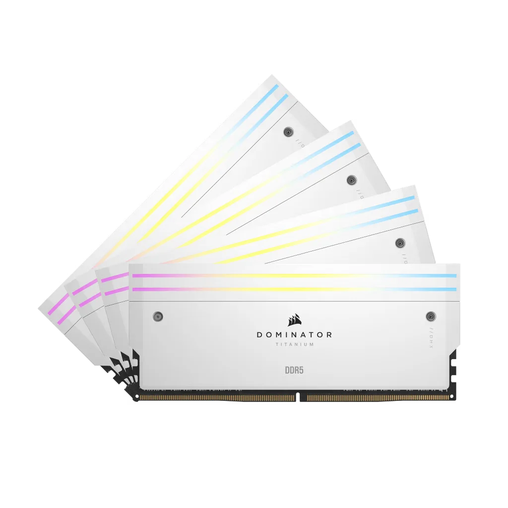 Corsair DOMINATOR TITANIUM RGB 64GB (4x16GB) DDR5 DRAM Up To 6000MT/s CL36 Intel XMP Memory Kit - White, image 1 of 8