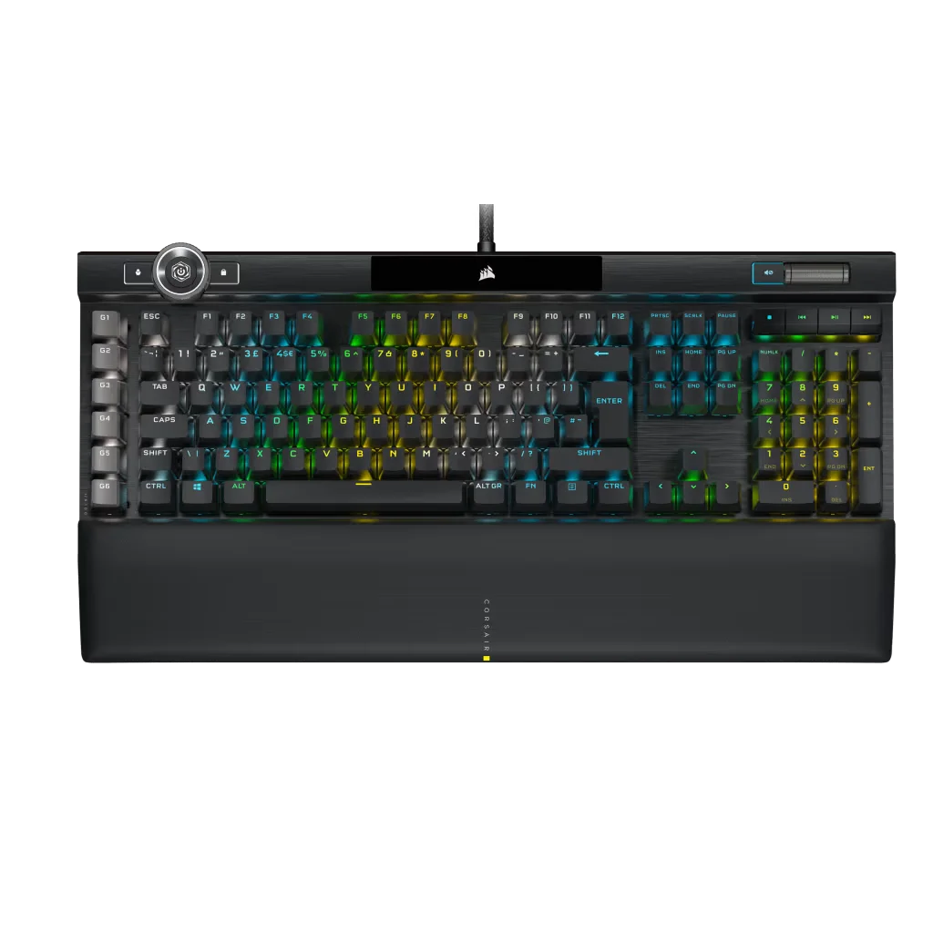 Corsair K100 RGB Optical-Mechanical Gaming Keyboard - CORSAIR OPX Switch - Black (UK), image 1 of 8