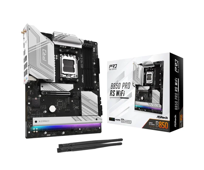 ASRock B850 Pro RS WiFi AMD Ryzen AM5 DDR5 ATX Motherboard - 90-MXBQL-A0UAYZ, image 1 of 1