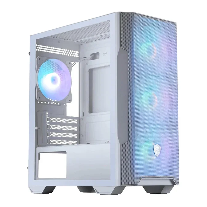 MSI MAG FORGE M100R ARGB Tempered Glass Windowed mATX Mid Tower PC Gaming Case - White, image 1 of 1