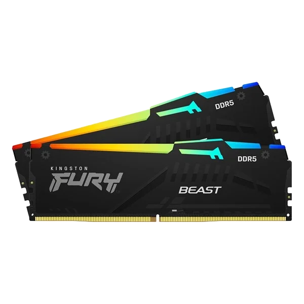 Kingston FURY Beast RGB 32GB DDR5 Desktop Memory Kit in Black, 2 x 16GB, 6000MTs, PC5-48000, CL36, EXPO, image 1 of 1