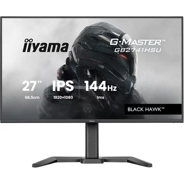 iiyama G-MASTER Black Hawk GB2741HSU-B1 - LED monitor - gaming - 27" - 1920 x 1080 Full HD (1080p) @ 144 Hz - IPS - 350 cd/m² - 1500:1 - 1 ms - HDMI, DisplayPort - speakers - black, matte, image 1 of 1