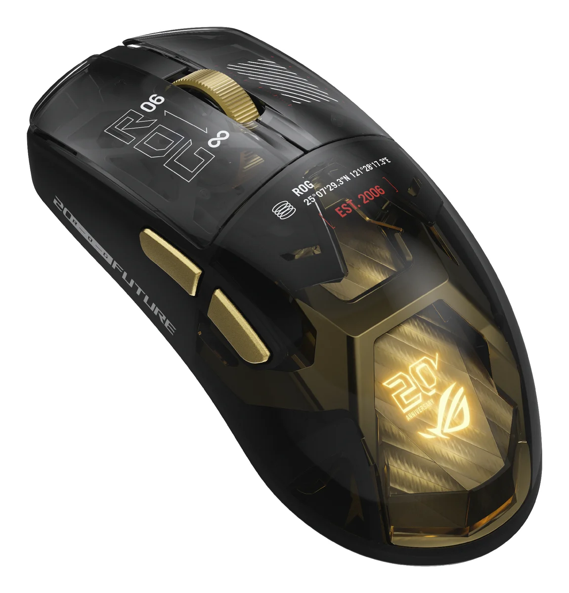 Asus ROG Harpe II Extreme Edition 20 SpeedNova 8K Wireless Gaming Mouse - Black / Gold - 0MP04Q0-BMUA00, image 1 of 1