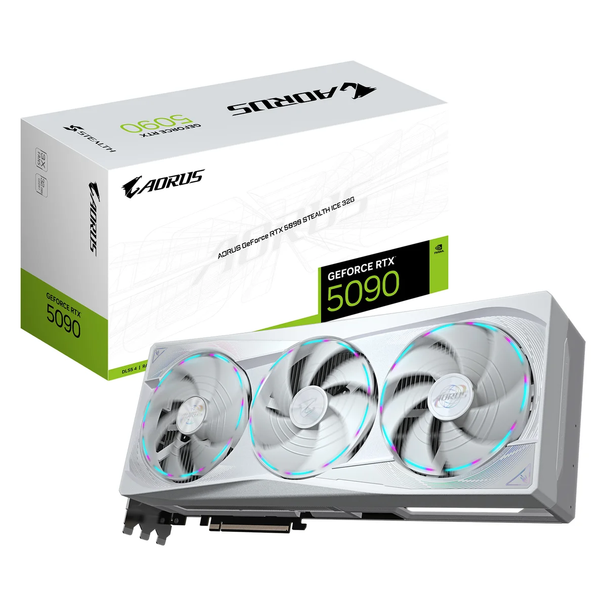 Gigabyte AORUS GeForce RTX 5090 STEALTH ICE 32G GDDR7 Graphics Card - White - GV-N5090AORUSST ICE-32GD, image 1 of 1