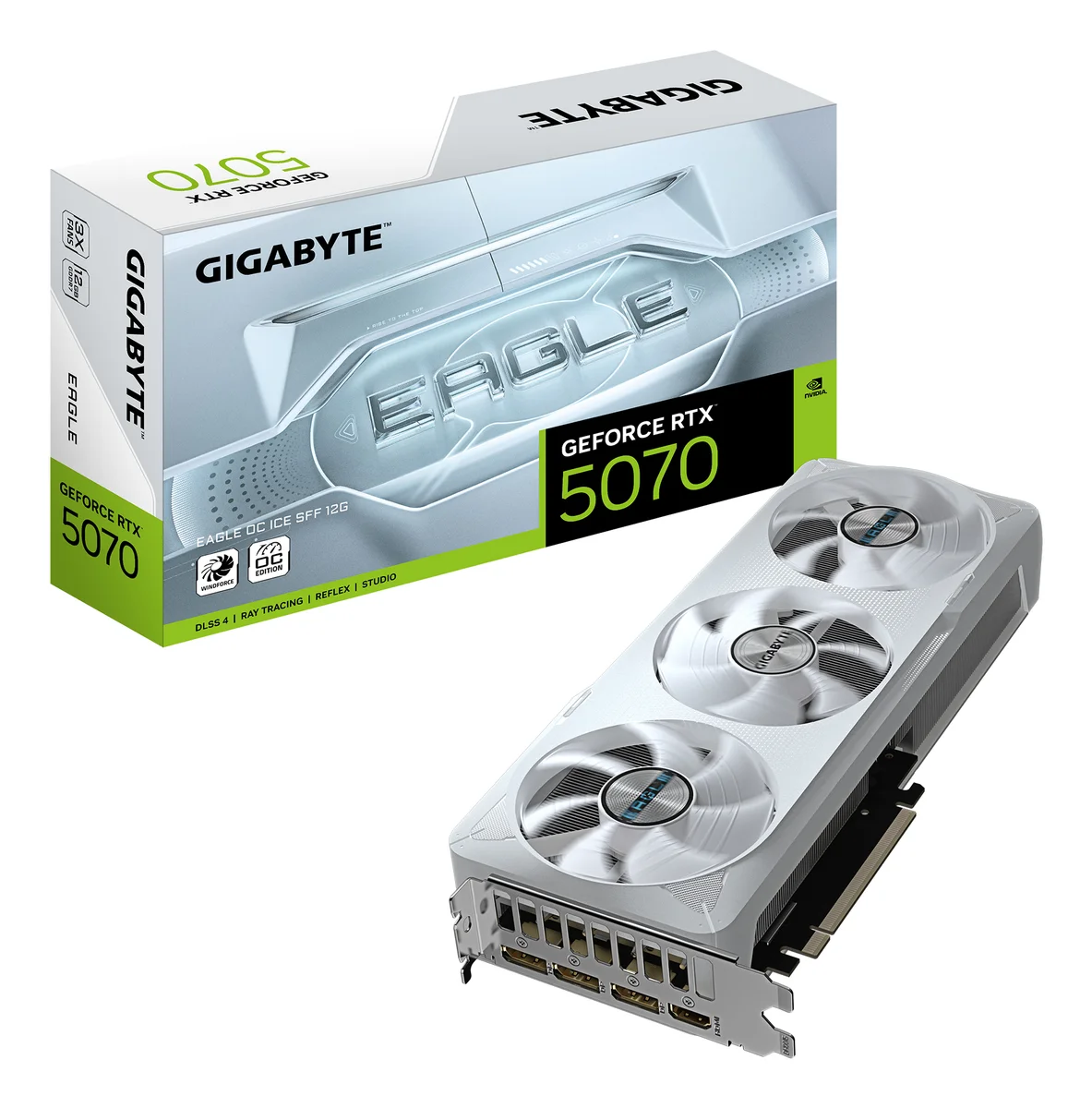 Gigabyte GeForce RTX 5070 EAGLE OC ICE SFF 12G GDDR7 Graphics Card - White - GV-N5070EAGLEOC ICE-12GD, image 1 of 1