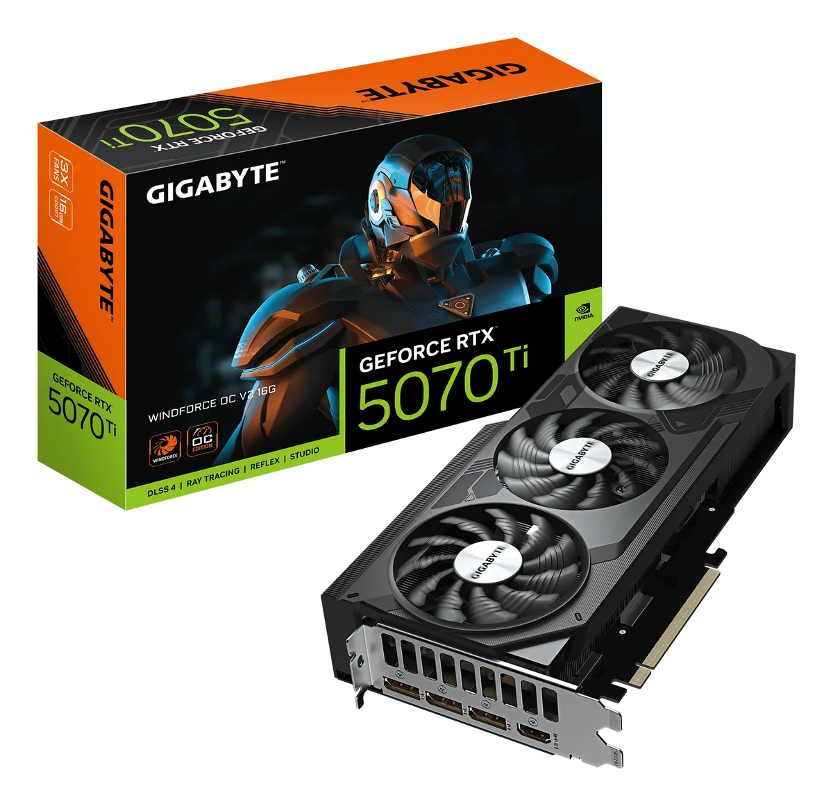 Gigabyte GeForce RTX 5070 Ti WINDFORCE OC V2 16GB GDDR7 Graphics Card - N507TWF3OCV2-16GD, image 1 of 1