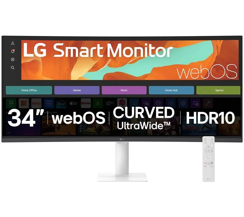 LG 34U601SA-W Quad HD 34" Curved LED Smart Monitor - White, image 1 of 1