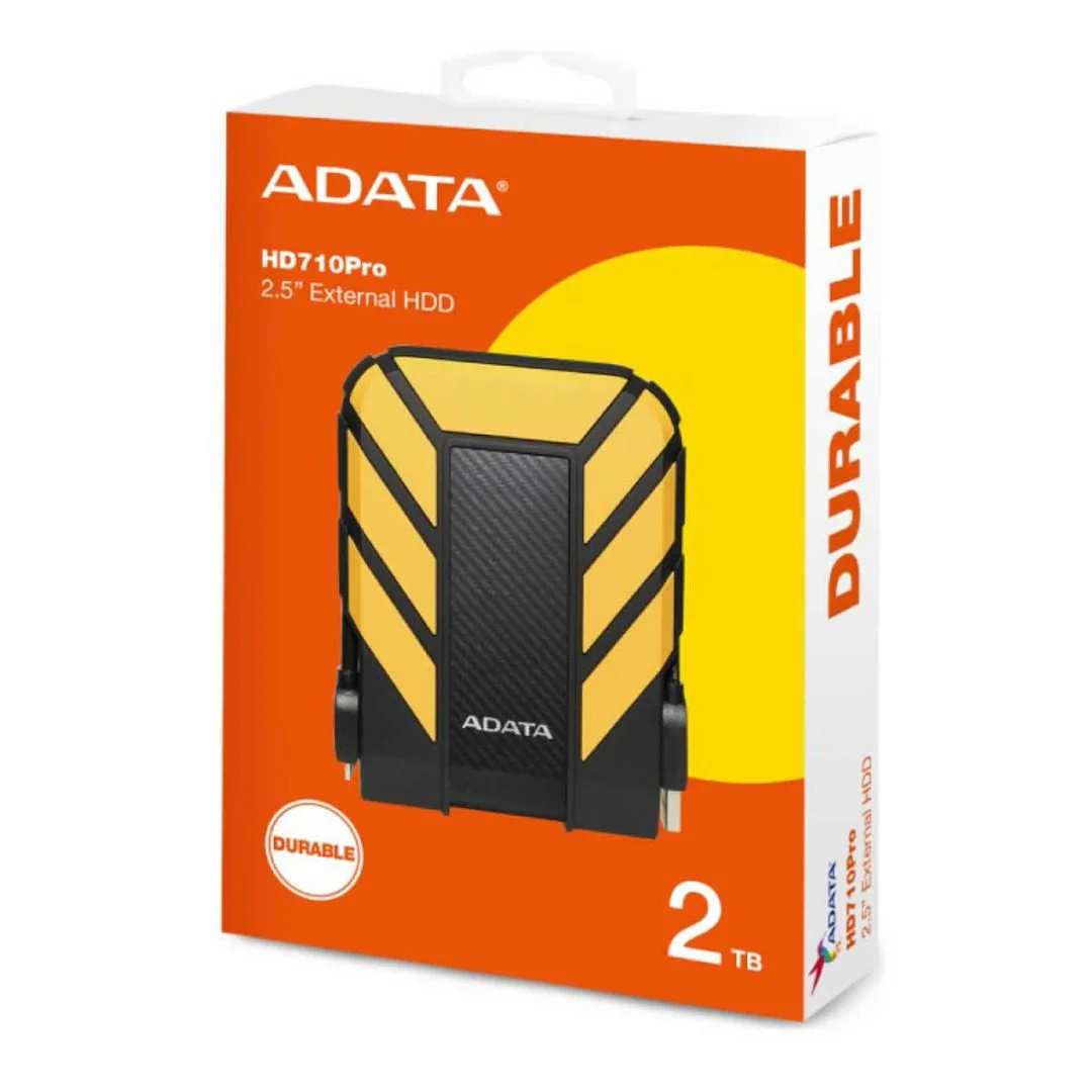 Adata HD710 Pro 2TB External Hard Drive - Yellow - USB 3.1 IP68 Waterproof, image 1 of 1