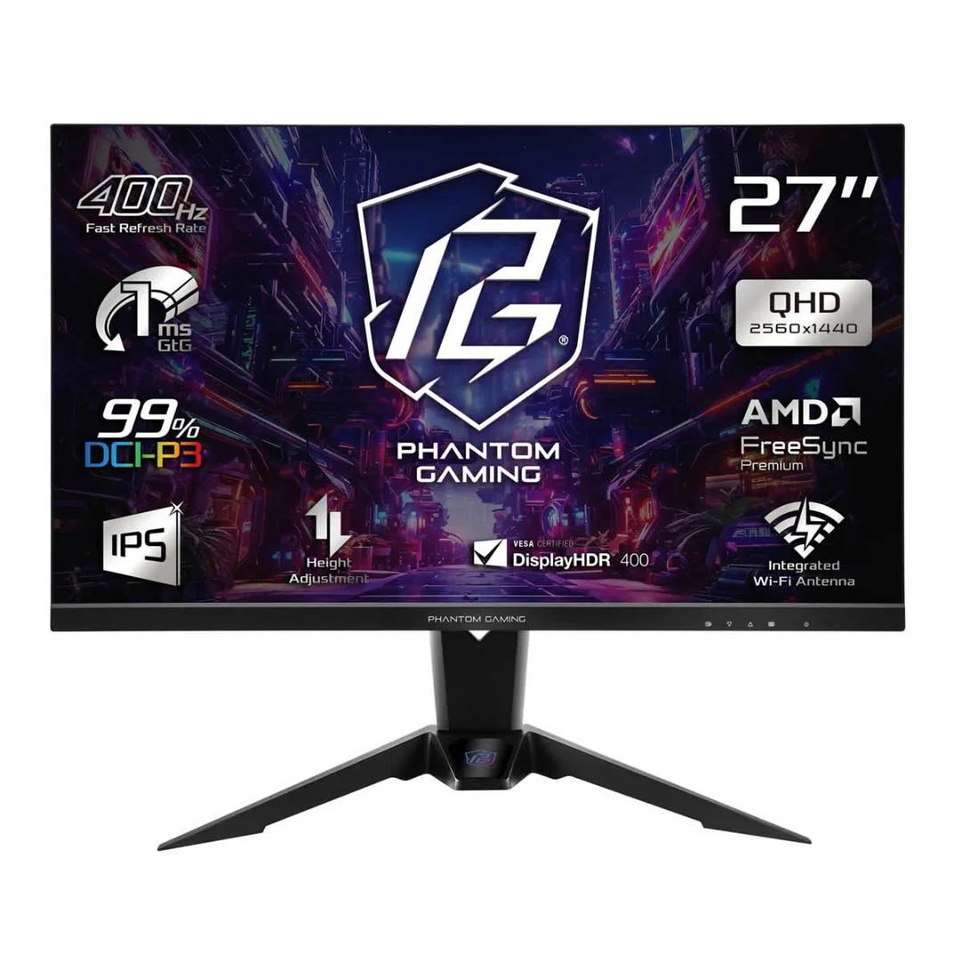 ASRock PG27QFW2A 27 Inch 400Hz QHD IPS Gaming Monitor (1ms, DP 1.4, Height Adj.), image 1 of 1