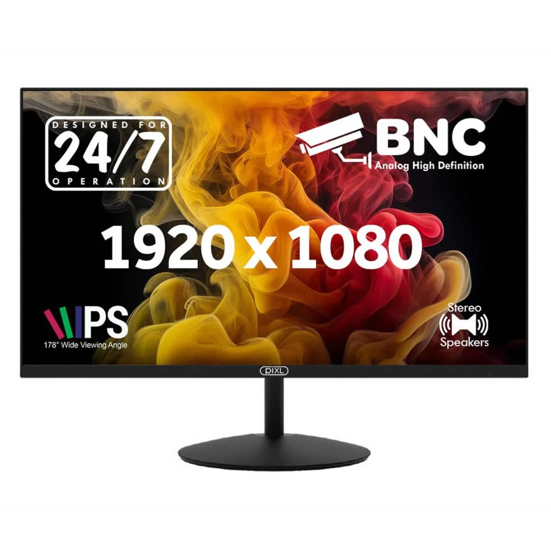 piXL 24Inch 1080p CCTV IPS Monitor - BNC/HDMI/VGA - 24/7 Energy Saving (24IVHBS), image 1 of 1