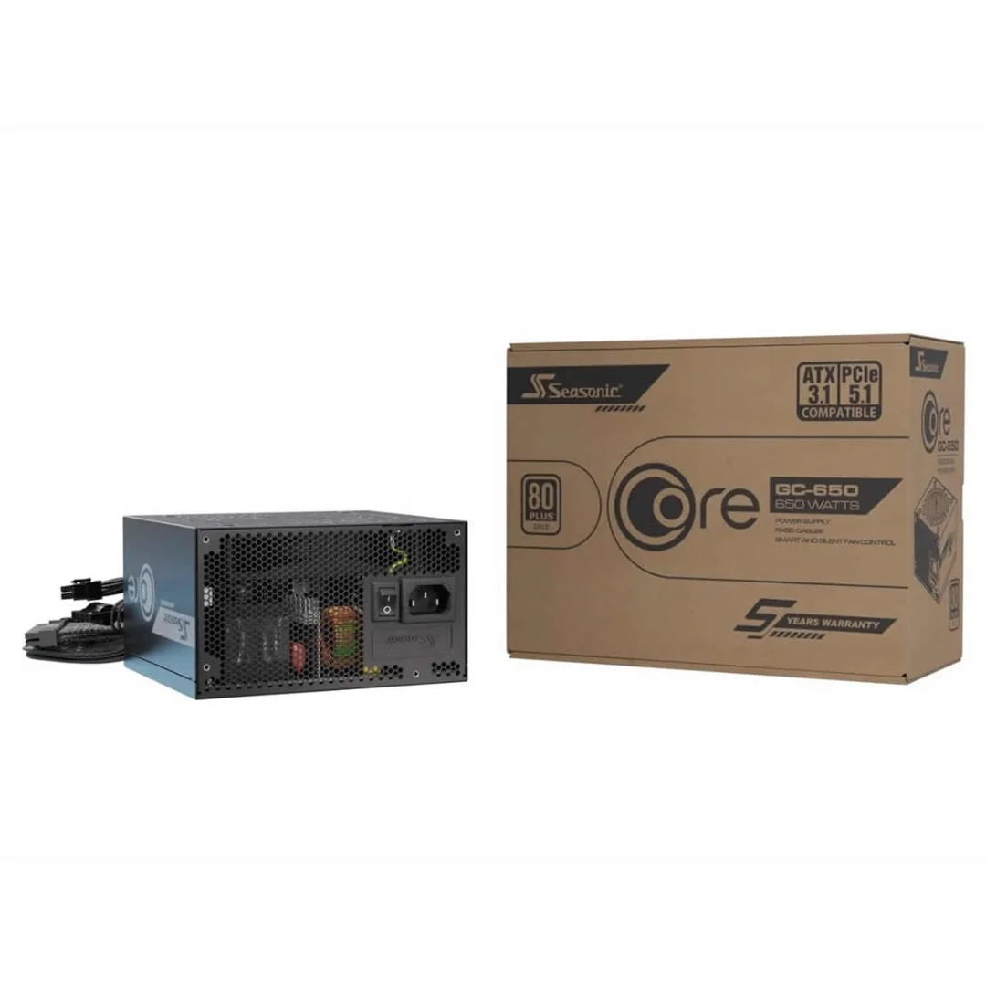 Seasonic Core BC 650W Power Supply (PSU) - ATX 3.1 Non-Modular 80 Plus Gold, image 1 of 1