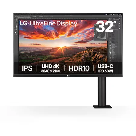 LG UHD 4K Ergo IPS 32UN880K-B 32" Monitor, image 1 of 1