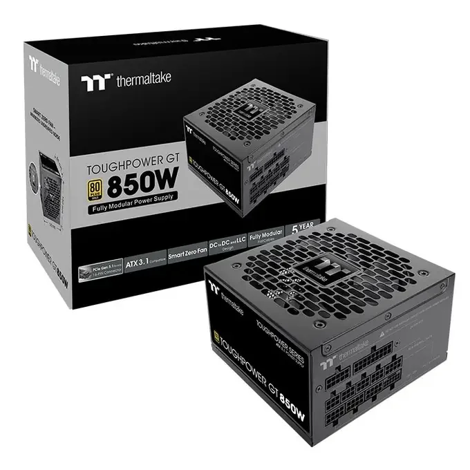 Thermaltake Toughpower GT 850W Fully Modular PSU – 80+ Gold Certified, High-Performance ATX Power Supply – PS-TPT-0850FNFAGK-3, image 1 of 1