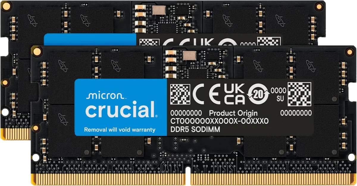 Crucial 128GB Kit (64GBx2) DDR5-5600 SODIMM CT2K64G56C46S5, image 1 of 1