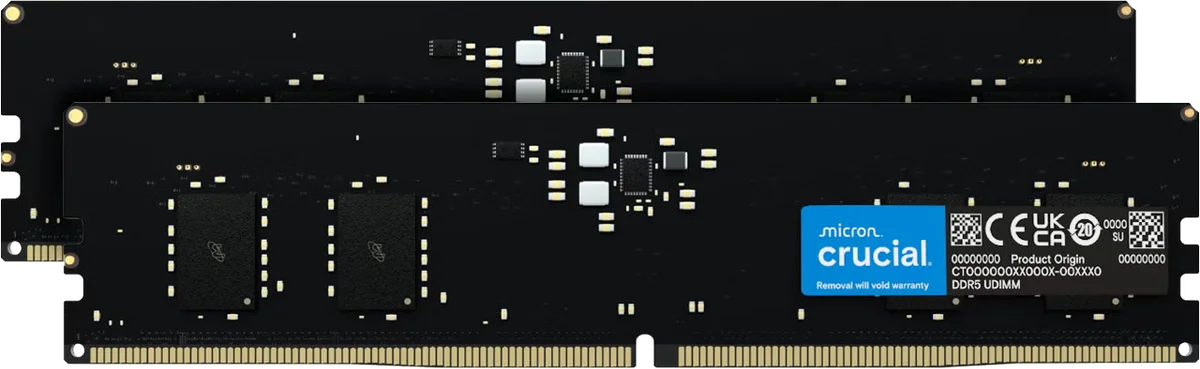 Crucial 128GB Kit (64GBx2) DDR5-5600 UDIMM CT2K64G56C46U5, image 1 of 1