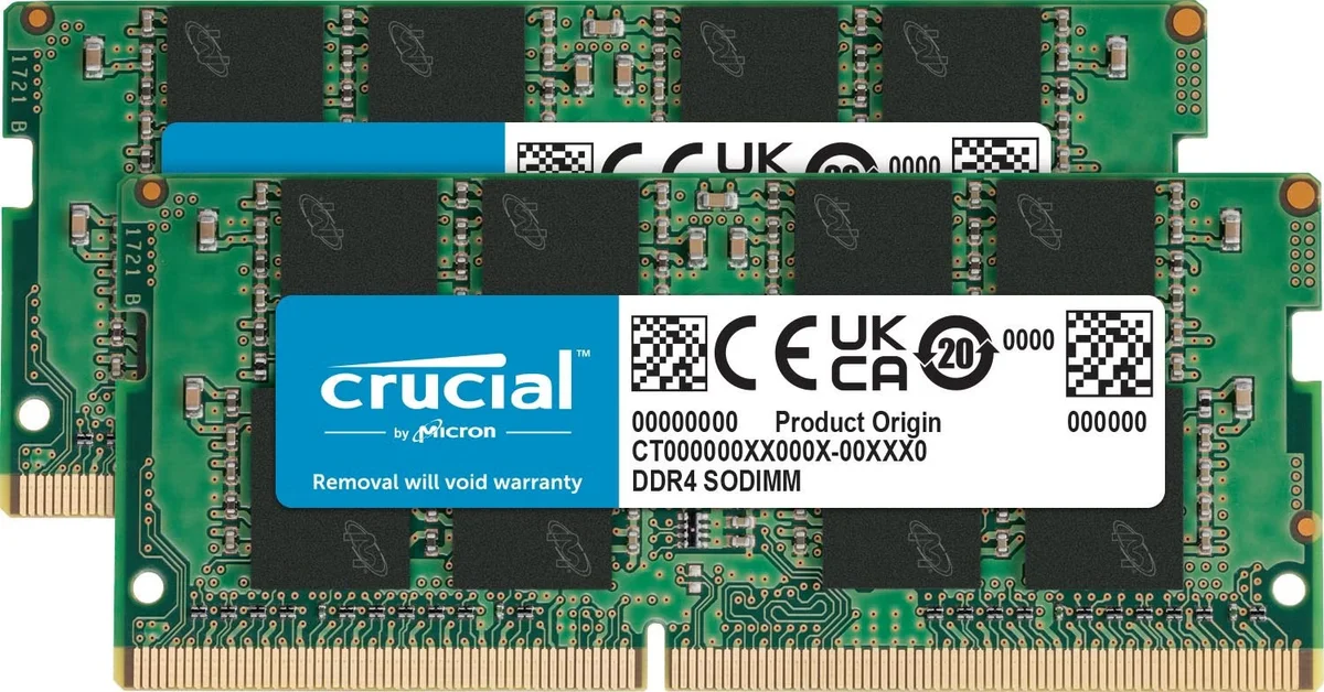 Crucial 32GB Kit (16GBx2) DDR4-3200 SODIMM CT2K16G4SFRA32A, image 1 of 1