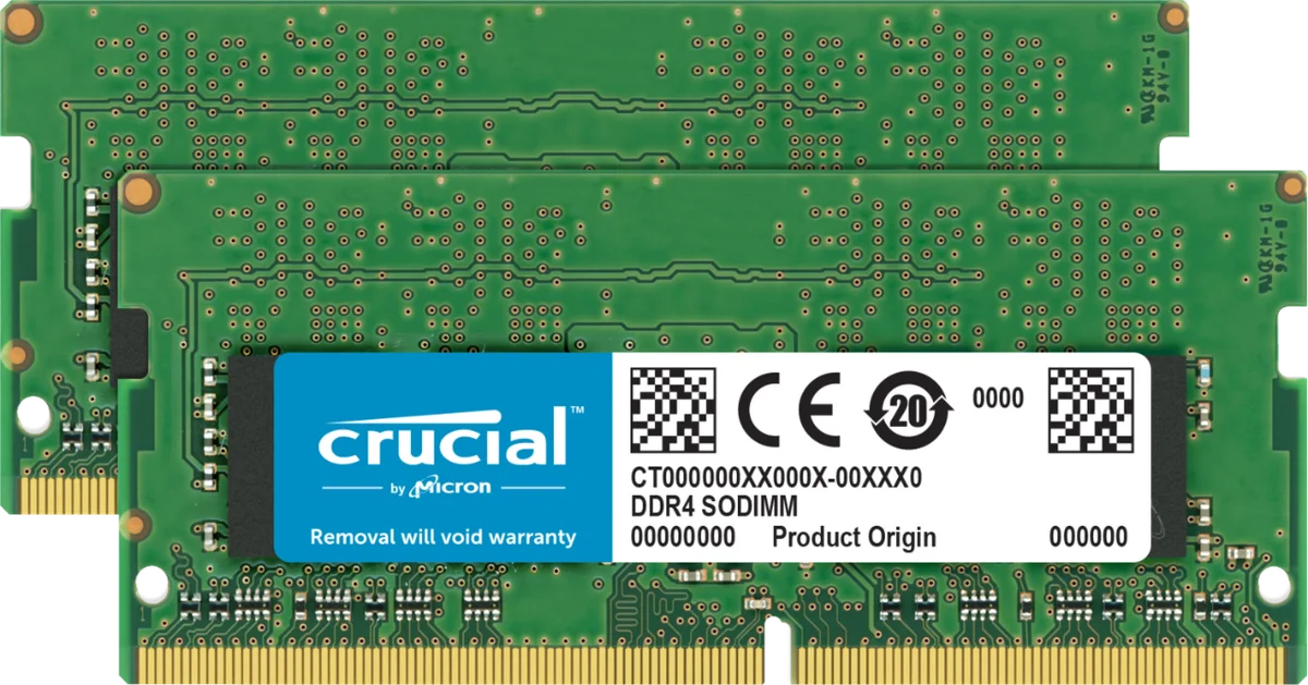 Crucial 64GB Kit (32GBx2) DDR4-3200 SODIMM CT2K32G4SFD832A, image 1 of 1