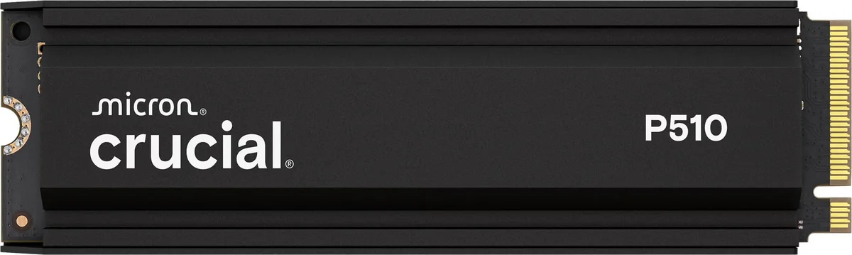 Crucial P510 1TB PCIe Gen5 NVMe 2280 M.2 SSD with heatsink CT1000P510SSD5, image 1 of 1